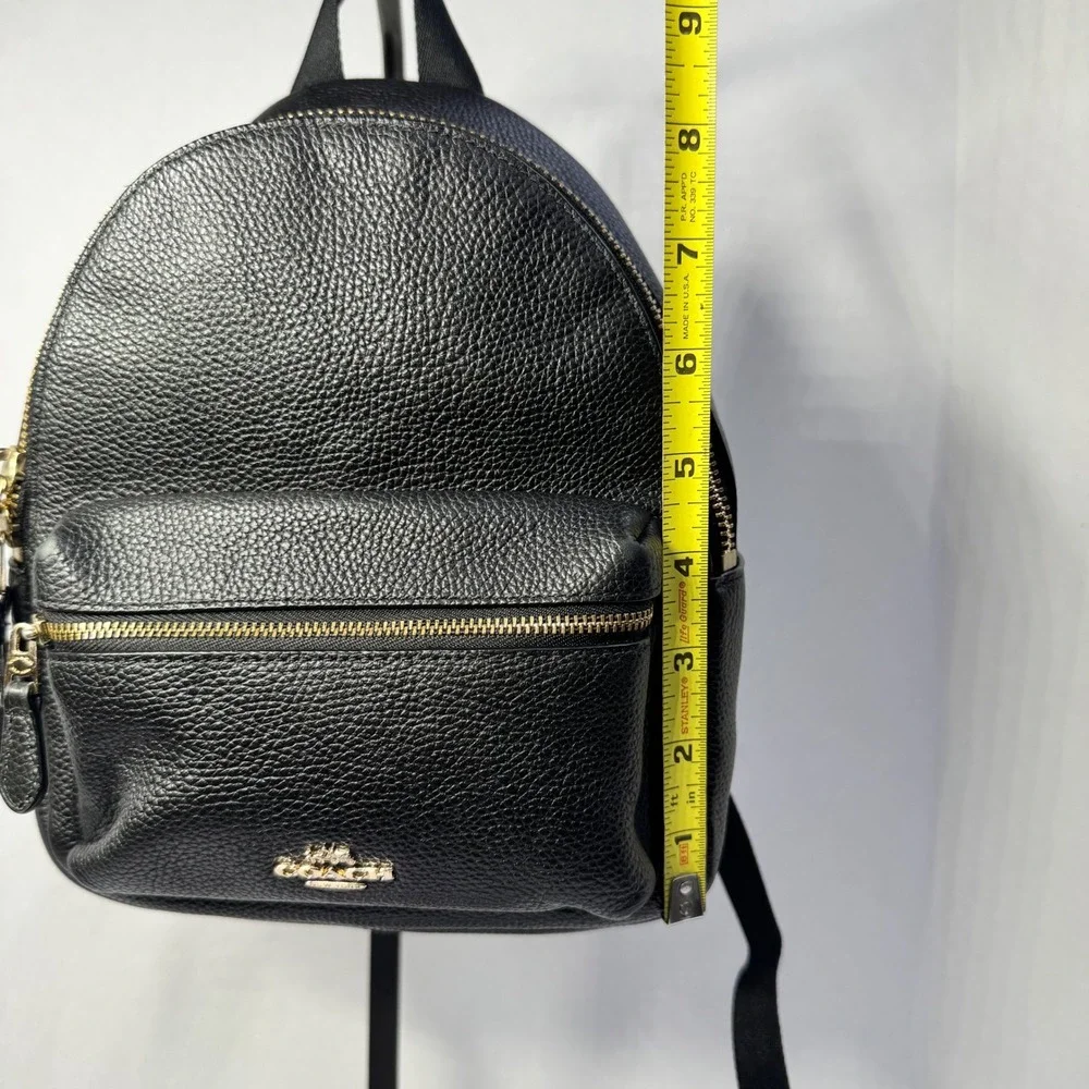 Coach Mini Charlie Backpack Black Pebbled Leather‎ Gold Hardware #M1567-F38263